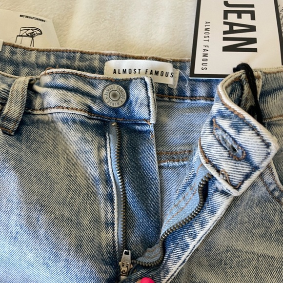 Almost Famous Light Blue Dad Distressed Straight Leg Jeans - Picture 4 of 13